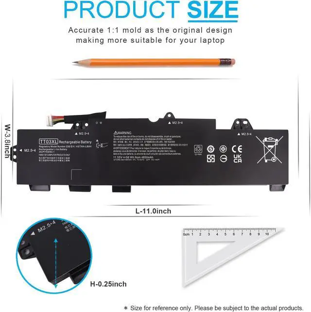 Alt view image 4 of 5 - TT03XL 933322-855 Laptop Battery Replacement for HP EliteBook 755 850 G5, 850 G6, ZBook 15U G5 G6 Series 932824-421 932824-1C1 932824-2C1 HSN-113C-5 HSTNN-LB8H HSTNN-DB8K HSTNN-UB7T TT03056XL 56Wh