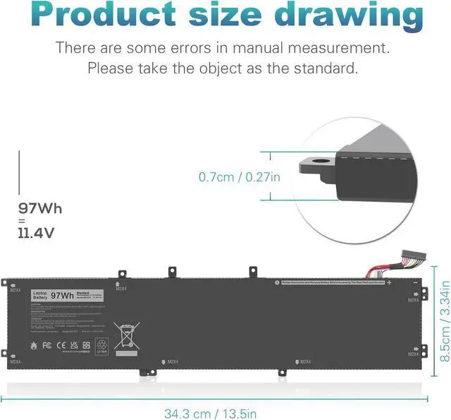Alt view image 4 of 5 - Fancy Buying 6GTPY Laptop Battery for Dell XPS 15 9550 9560 9570 7590 Inspiron 15 7500 7501 7590 7591 Vostro 7500 7590 i7-7700HQ 5D91C GPM03 4GVGH 1P6KD 5XJ28 5D91C 5041C D1545 D1645 D1745