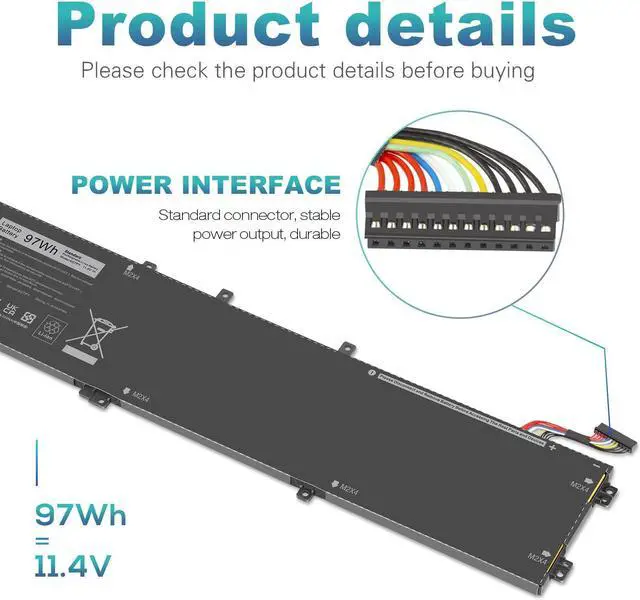 Alt view image 5 of 5 - Fancy Buying 6GTPY Laptop Battery for Dell XPS 15 9550 9560 9570 7590 Inspiron 15 7500 7501 7590 7591 Vostro 7500 7590 i7-7700HQ 5D91C GPM03 4GVGH 1P6KD 5XJ28 5D91C 5041C D1545 D1645 D1745