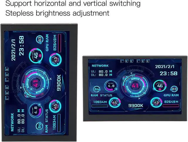 Alt view image 4 of 5 - 5 inch USB Mini Screen, AIDA64 PC CPU HDD Data Monitor Type C Computer Temperature Screen, PC Sensor Panel Display for AIDA64 Temperature Display PC CPU GPU Data Monitor