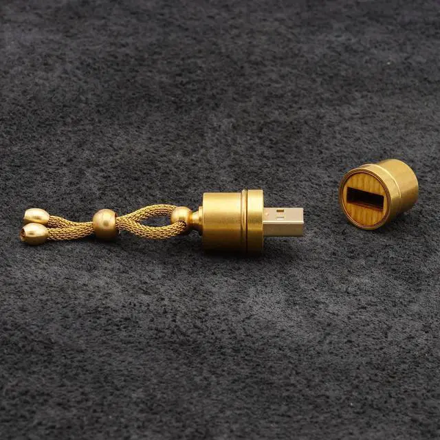 Alt view image 2 of 5 - Handmade 128Gb USB 3.1 Flash Drive Brass/Wood Tube - Unique Design - Steampunk Accessory - Industrial Style - Stick Thumb Pen Key Storage Memory - Authentic Retro Vintage Gadget