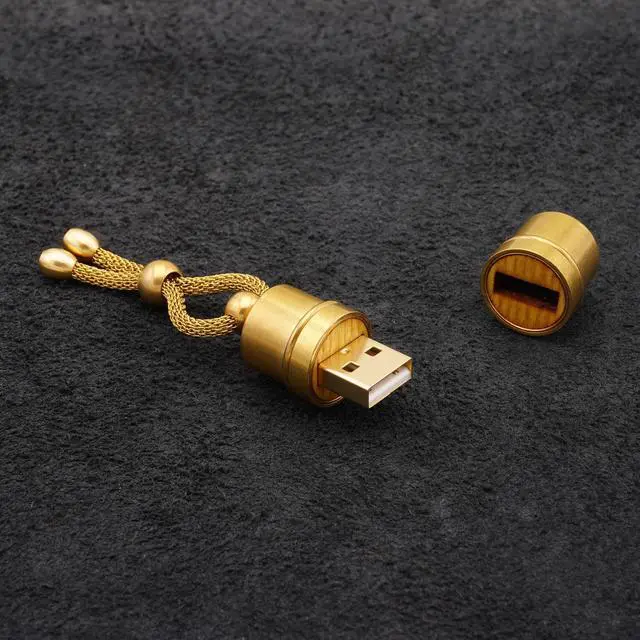 Alt view image 4 of 5 - Handmade 128Gb USB 3.1 Flash Drive Brass/Wood Tube - Unique Design - Steampunk Accessory - Industrial Style - Stick Thumb Pen Key Storage Memory - Authentic Retro Vintage Gadget