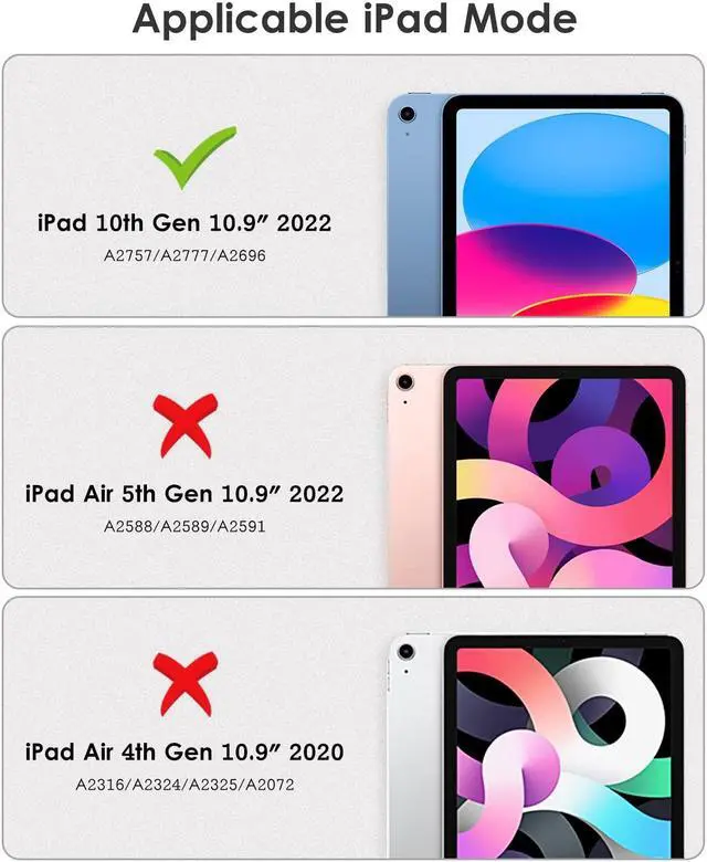 Alt view image 3 of 5 - DTTO Case Compatible with iPad 10th Generation 10.9 inch 2022,Durable Shockproof Full Body Protective and Premium Leather Folio Stand Case Black & Navy Blue