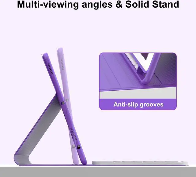 Alt view image 3 of 5 - D DINGRICH iPad Case 10.2 with Keyboard 2021, Slim Smart Case - Built-in Pencil Holder - Protective Folio Stand Cover - Detachable Bluetooth Keyboard, iPad Keyboard Case 9th/8th/7th Generation, Purple
