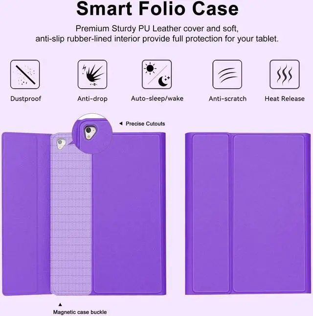 Alt view image 5 of 5 - D DINGRICH iPad Case 10.2 with Keyboard 2021, Slim Smart Case - Built-in Pencil Holder - Protective Folio Stand Cover - Detachable Bluetooth Keyboard, iPad Keyboard Case 9th/8th/7th Generation, Purple