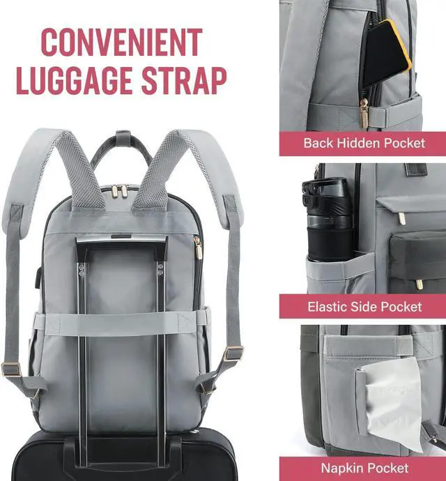 Alt view image 4 of 5 - LOVEVOOK Laptop Backpack for Women 15.6 Inch Laptop Bag with USB Port, Fashion Waterproof Backpacks Teacher Nurse Stylish Travel Bags Vintage Daypacks Bookbag for College School Work