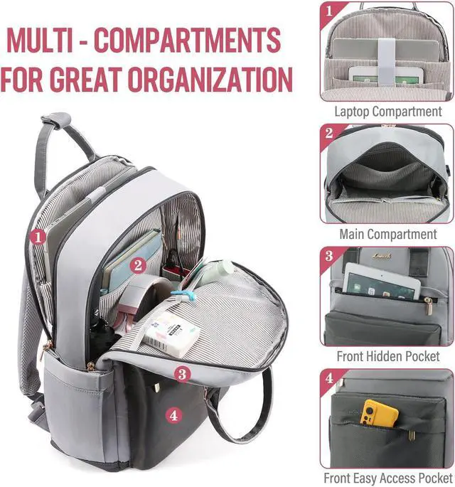 Alt view image 2 of 5 - LOVEVOOK Laptop Backpack for Women 15.6 Inch Laptop Bag with USB Port, Fashion Waterproof Backpacks Teacher Nurse Stylish Travel Bags Vintage Daypacks Bookbag for College School Work