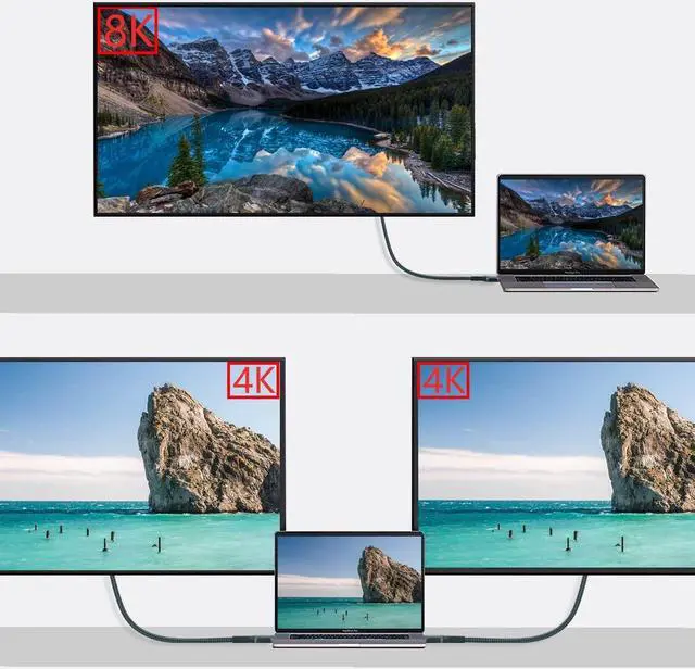 Alt view image 2 of 5 - Dhaxipo USB 4 for Thunderbolt 4 Cable 3FT[2 Pack],40 Gbps Data Transfer with 240W and 4K@144Hz 5K@ 60Hz or 8K@30Hz,Compatible with Thunderbolt 4/3 Cable and USB C,fit for Laptop,Docking,Monitor.