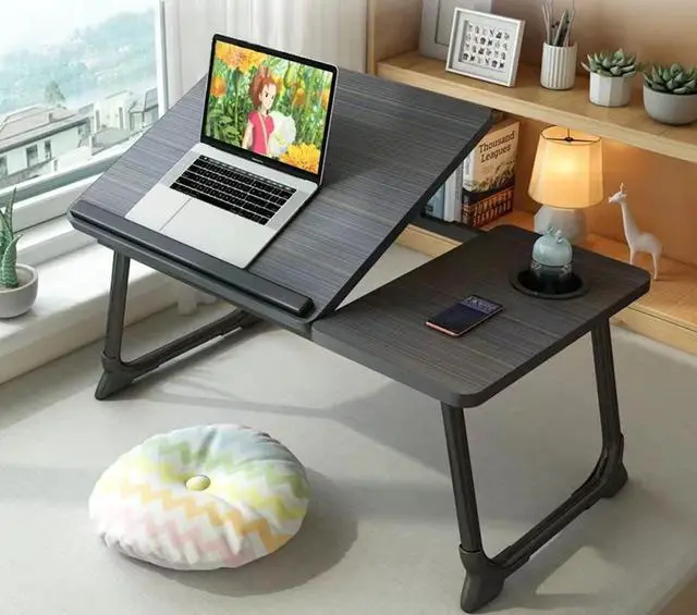Main image of Laptop Desk for Bed Couch,Lap Desk for Laptop,Portable Laptop Stand for Desk,Small Adjustable Laptop Desk,Foldable Bed Table for Laptops and Writing, Bed Tray Table with Cup Holder(Black)