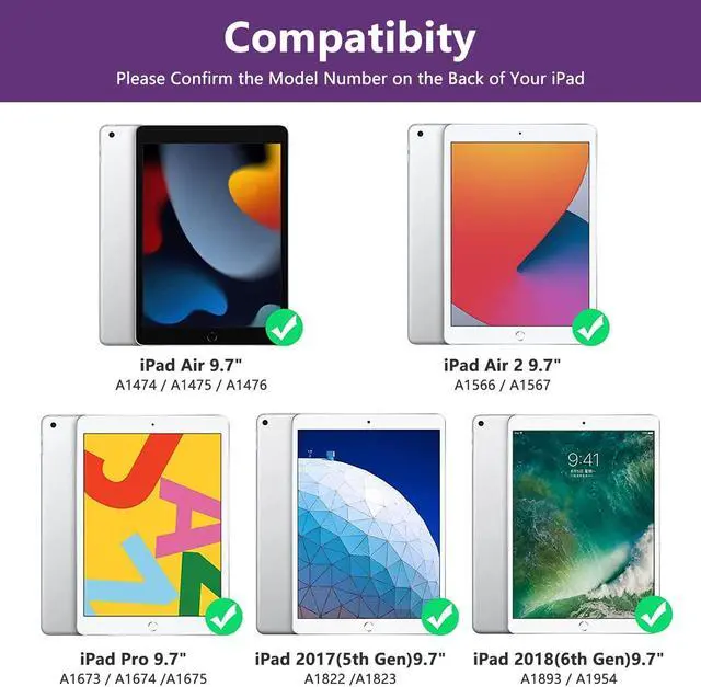 Alt view image 2 of 5 - MMK iPad Keyboard Case for iPad 6th Gen 2018,5th Gen 2017, Pro 9.7, Air 2,Air 1, Backlit 10 Color 360 Screen Rotation Case with Keyboard, Auto Sleep/Wake - Violet