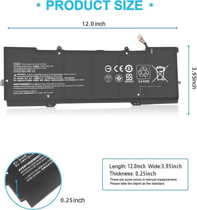 Alt view image 3 of 5 - ZAYAUPVL 84.08Wh YB06XL Battery Replacement for HP Spectre X360 Convertible 15-CH0XX 15T-CH000 Series 15-CH011DX 15-CH011NR 15-CH012NR 928427-271 928427-272 928372-855 928372-856 YB06084XL 11.55V