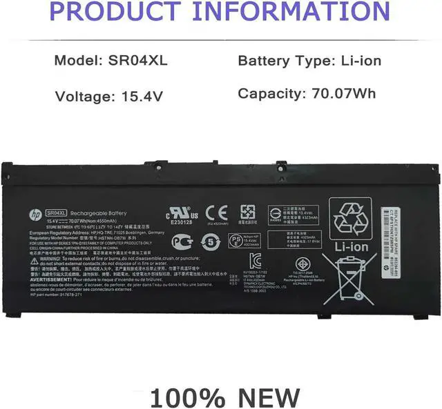 Alt view image 2 of 5 - HP SR04XL L08855-855 Battery for HP Omen 15-CE0XX 15-DC0XX Series 15-CE009LA 15-CE015DX 15-DC0003LA 15-DC0051NR Pavilion 15-CB0XX 15-CX0XX 15-CB041NR 15-CX0056WM l08855-855 917678-1B1 917724-855