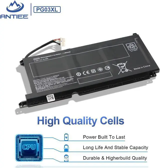 Alt view image 3 of 5 - ANTIEE PG03XL Laptop Battery for HP Pavilion Gaming 15-dk0xxx 15-dk1xxx 15-dk2xxx 15-ec0xxx 15-ec1xxx 15-ec2xxx 15-dk0015la 16-a0xxx 15-dk0001la 15-dk0007ng HSTNN-DB9G L48430-2C1 L48430-2B2 PG03052XL