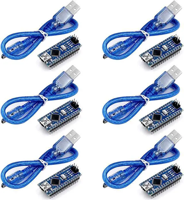 Main image of for Nano V3.0 Module ATmega328P 5V 16MHz CH340G Chip Microcontroller Development Board USB Cable for Arduino (6pcs)