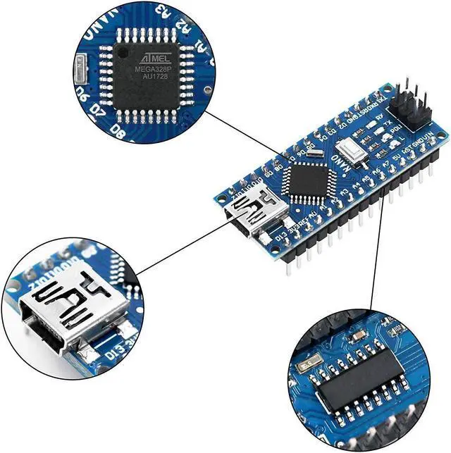 Alt view image 4 of 4 - for Nano V3.0 Module ATmega328P 5V 16MHz CH340G Chip Microcontroller Development Board USB Cable for Arduino (6pcs)