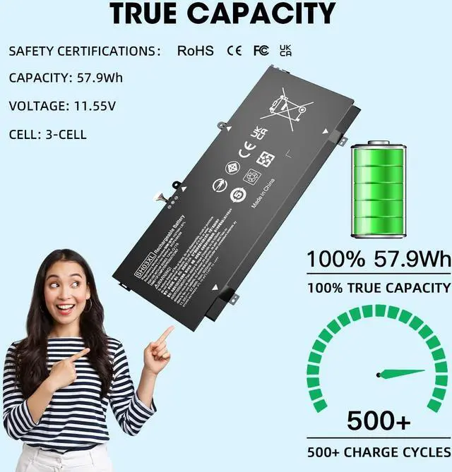 Alt view image 4 of 4 - SH03XL 859356-855 Laptop Battery for HP Spectre X360 Convertible 13-AC0XX Replacement 13-AC023DX 13-AC013DX 13-AC033DX 13-W023DX 13-W013DX 13-W0XX 13-AB0XX, Fit SH03057XL CN03XL 859026-421 HSTNN-LB7L