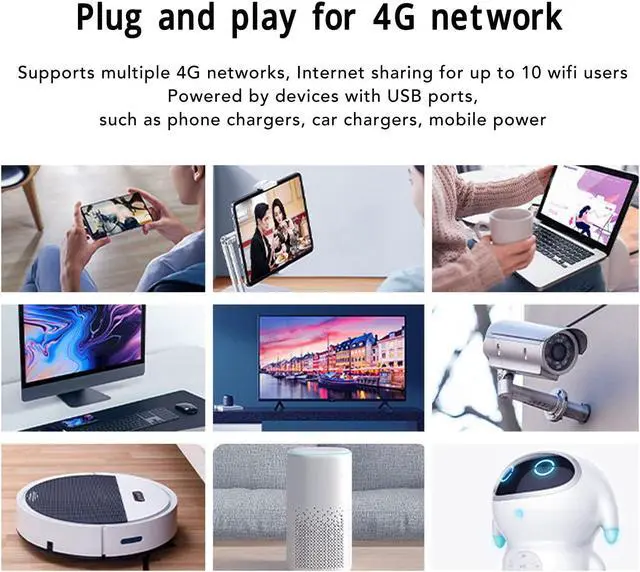 Alt view image 5 of 5 - 4G LTE USB Portable Router, Portable 4G Router with SIM Card Slot, Travel Hotspot Mini Router Unlocked 4G Dongle, Up to 10 Users