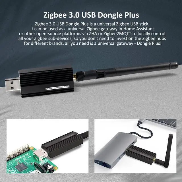 Alt view image 2 of 5 - Zigbee 3.0 USB Dongle Plus-E Gateway,Universal Zigbee Gateway Adapter with Antenna,for Home Assistant,Open HAB,etc,Zigbee 3.0 USB ZBDongle-E,EFR32MG21