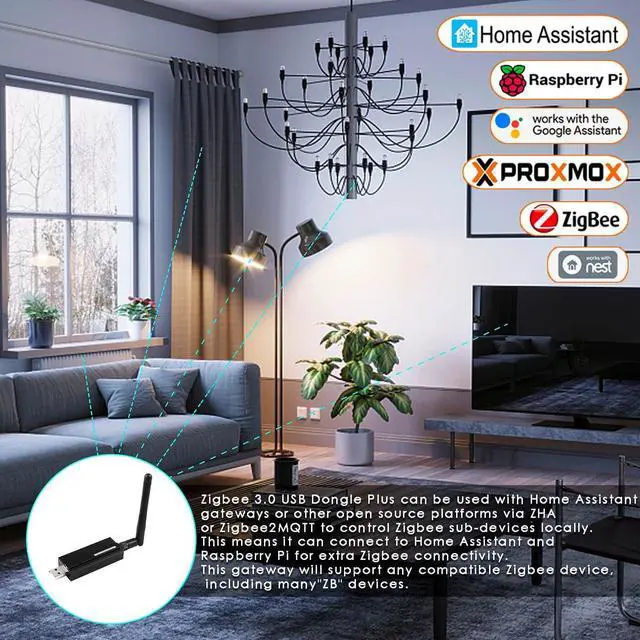 Alt view image 3 of 5 - Zigbee 3.0 USB Dongle Plus-E Gateway,Universal Zigbee Gateway Adapter with Antenna,for Home Assistant,Open HAB,etc,Zigbee 3.0 USB ZBDongle-E,EFR32MG21