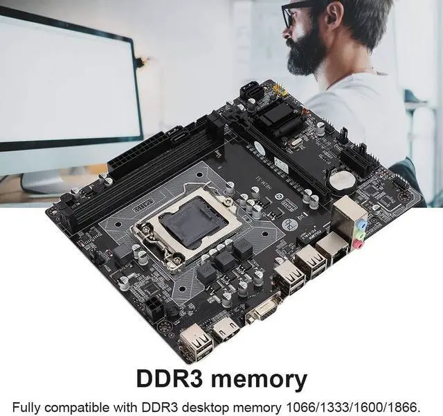 Alt view image 3 of 5 - SATA USB 2.0 PC Motherboard Chip for Intel H61M, PCI E×1 Interface, 1155Pin DDR3 1066/1333/1600MHz Memory, 1xpci e×16 Graphics Slot, 6 Channel Audio Chip, CPU for LGA 1155 PC Motherboard