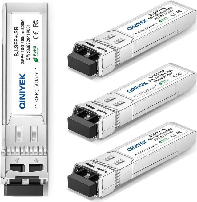 Main image of 4Pack 10GBase-SR SFP+ LC Module, SFP Multi-Mode Gbic Transceiver 850nm,up to 300 Meters, Compatible with Cisco SFP-10G-SR, Unifi UF-MM-10G, Meraki MA-SFP-10GB-SR,Fortinet,Mikrotik,Netgear,Supermicro