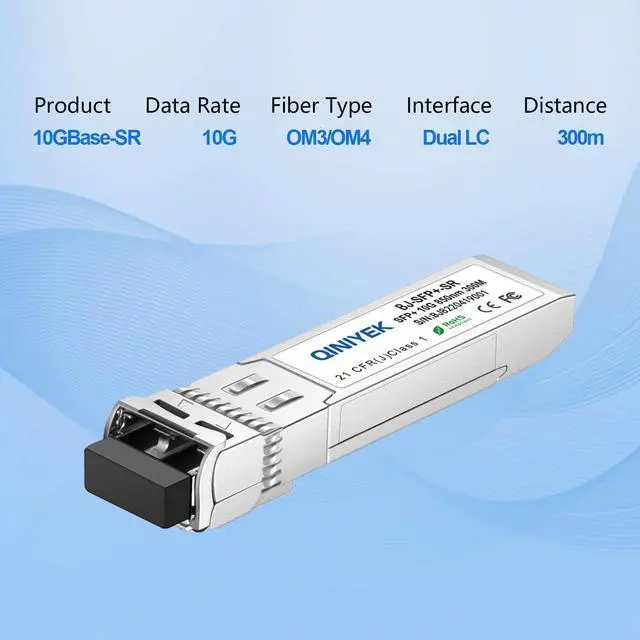 Alt view image 4 of 5 - 4Pack 10GBase-SR SFP+ LC Module, SFP Multi-Mode Gbic Transceiver 850nm,up to 300 Meters, Compatible with Cisco SFP-10G-SR, Unifi UF-MM-10G, Meraki MA-SFP-10GB-SR,Fortinet,Mikrotik,Netgear,Supermicro