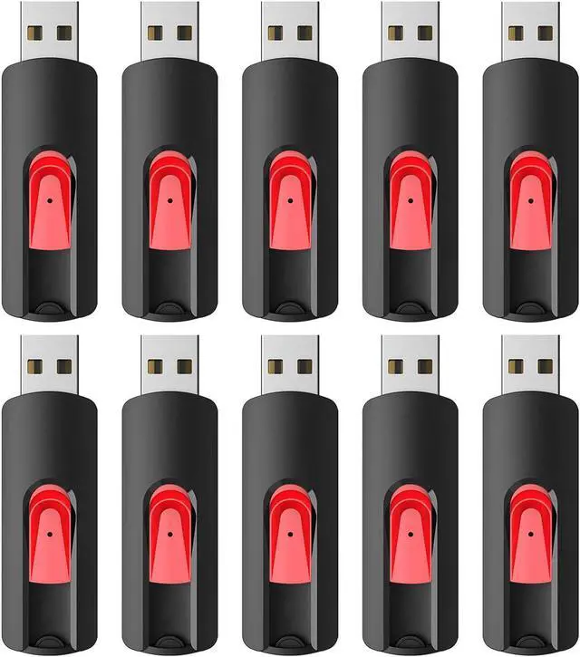 Main image of RAOYI 10Pcs 64GB USB Flash Drives Slide Retractable Memory Stick Bulk USB 2.0 Thumb Drive Jump Drive Zip Drive USB Sticks Data Storage Backup for PC Mac (64G, Red)