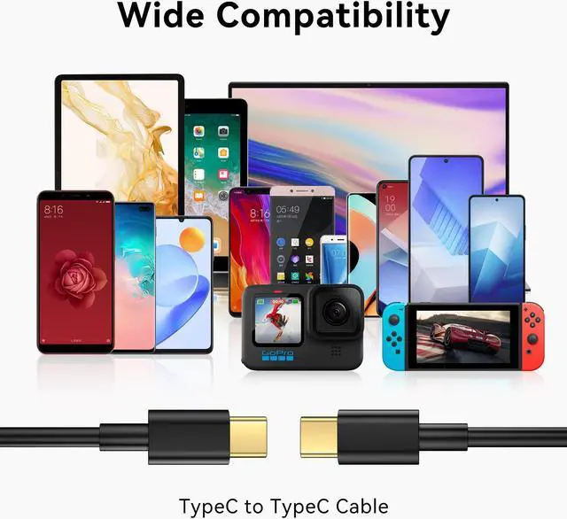 Alt view image 5 of 5 - USB C to USB C Cable 10FT (10 Pack), Type C Fast Charging Cord, 20V/3A 60W(MAX) Charger Compatible with Samsung S23/S22/S21/S20, Note 20/10, iPad Pro 12.9/11 Air/Mini, MacBook Pro/Air, PS5 Controller