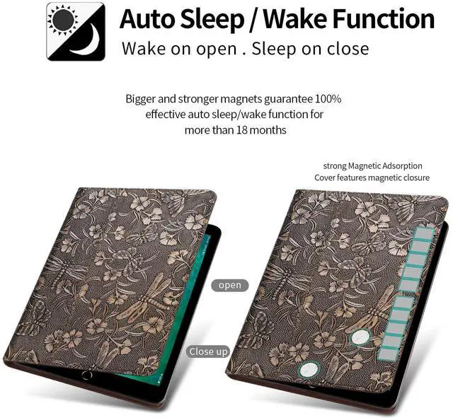 Alt view image 3 of 5 - Gexmil Genuine Leather Case for iPad mini 7 (A17 Pro) 2024 / iPad mini 6 Generation 2021 8.3 Inch,Pencil Holder,Shockproof Cowhide Cover,Auto Sleep/Wake,Pencil 2 Wireless Charging,Butterfly Pattern