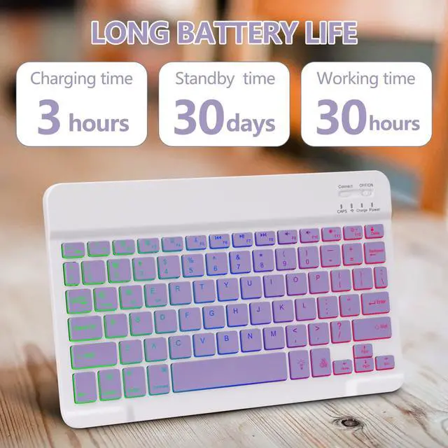 Alt view image 4 of 5 - GOKOCO for iPad 10th Keyboard Case 10.9 inch 2022, Blackit Wireless Keyboard Case with Pencil Holder for iPad 10 Generation 2022-Lavender