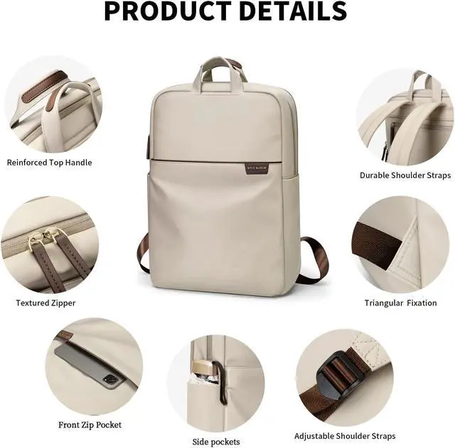 Alt view image 5 of 5 - GOLF SUPAGS Travel Laptop Backpack for Women Anti Theft Slim Durable College Bookbag Business Computer Bag Fit 15.6Inch Notebook (Apricot, 15.6Inch)