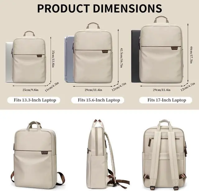 Alt view image 3 of 5 - GOLF SUPAGS Travel Laptop Backpack for Women Anti Theft Slim Durable College Bookbag Business Computer Bag Fit 15.6Inch Notebook (Apricot, 15.6Inch)