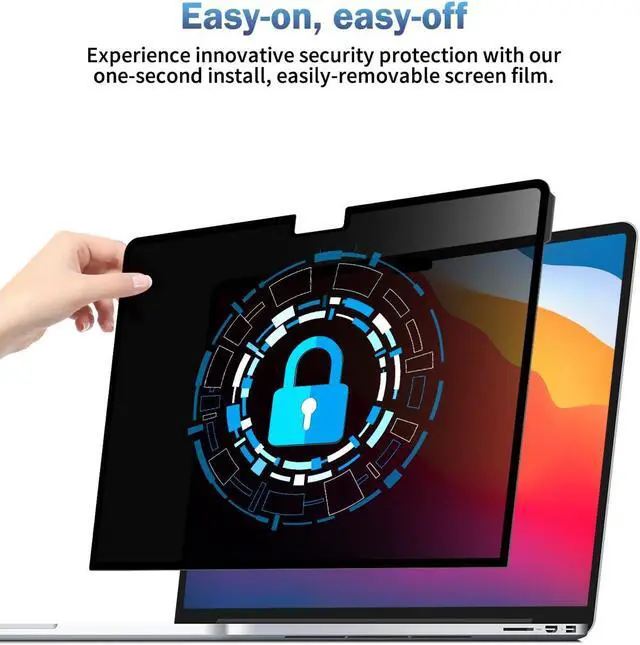 Alt view image 2 of 5 - F FORITO Laptop Privacy Screen Protector Compatible with Apple MacBook Air 15.3-inch 2024 2023 Release M3 A3114 M2 A2941, Removable Anti Blue Light Crystal Clear Privacy Screen Filter