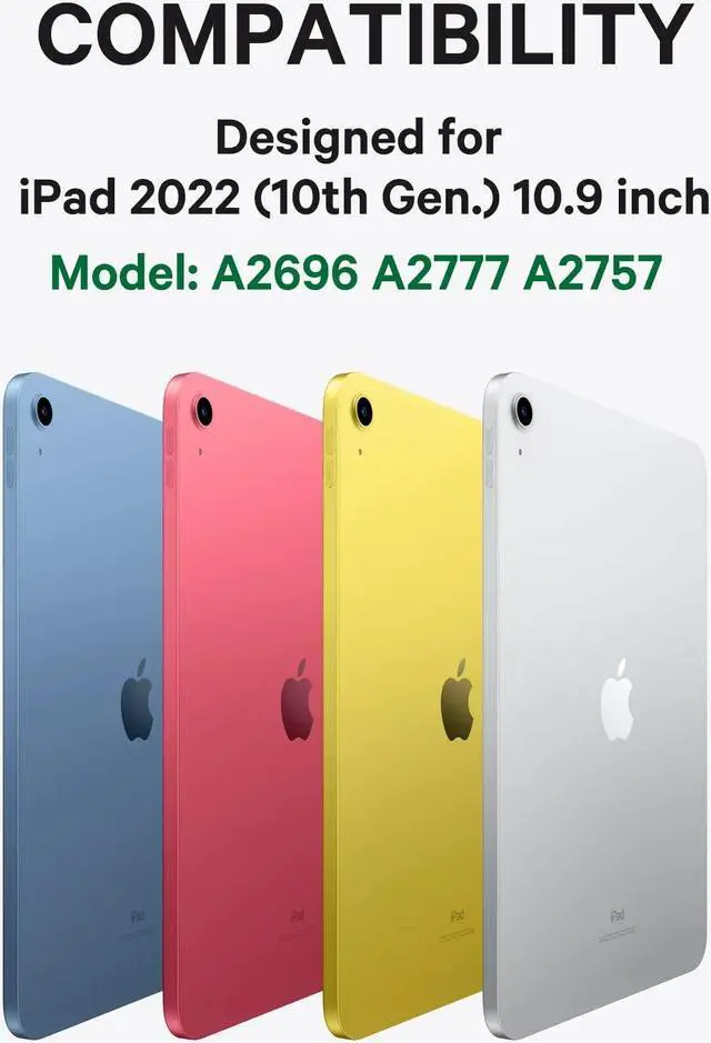 Alt view image 2 of 5 - GreenLaw for iPad 10th Generation Case with Keyboard, Stain-Resistant Surface, Dual-Device Connection, 7 Color Backlit, Detachable Wireless Keyboard for iPad 10th Gen. 10.9" 2022, White Smoke