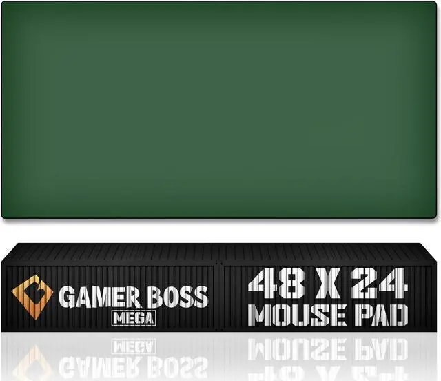 Main image of Gamer Boss - Gaming Mouse Pad - 48 x 24 Inches - 4mm Thick with Stitched Edges, Non-Slip Rubber Base, Premium Cloth Mousepad, Desk Mat for Laptop, Keyboard, Computer & PC (Mega, Dark Green)
