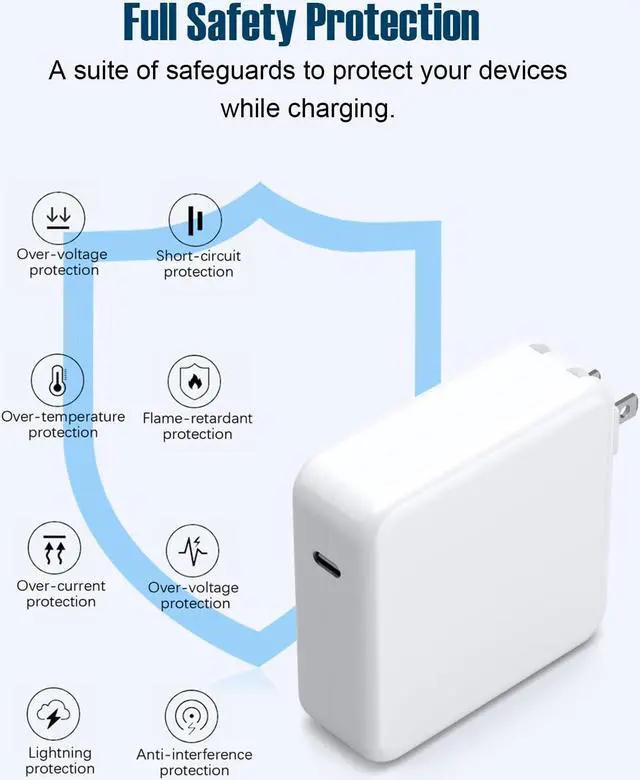 Alt view image 4 of 5 - Mac Book Pro Charger - 120W USB C Fast Charger Power Adapter Compatible with USB C Port MacBook Pro & MacBook Air 13, 14, 15, 16 inch, New ipad Pro and All USB C Device, 6.6ft USB-C to C Charge Cable
