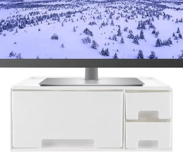 Main image of Gatuida Desk Monitor Stand Riser: Desk Organizer with Drawer for Office Supplies, White