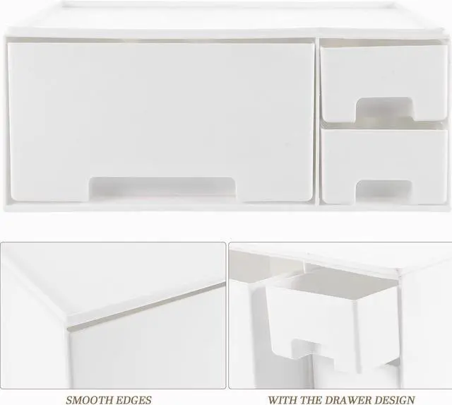 Alt view image 3 of 5 - Gatuida Desk Monitor Stand Riser: Desk Organizer with Drawer for Office Supplies, White