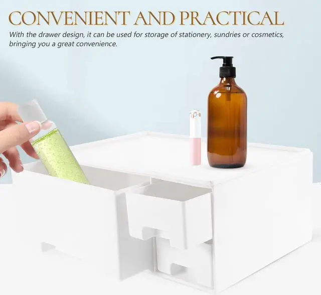 Alt view image 4 of 5 - Gatuida Desk Monitor Stand Riser: Desk Organizer with Drawer for Office Supplies, White
