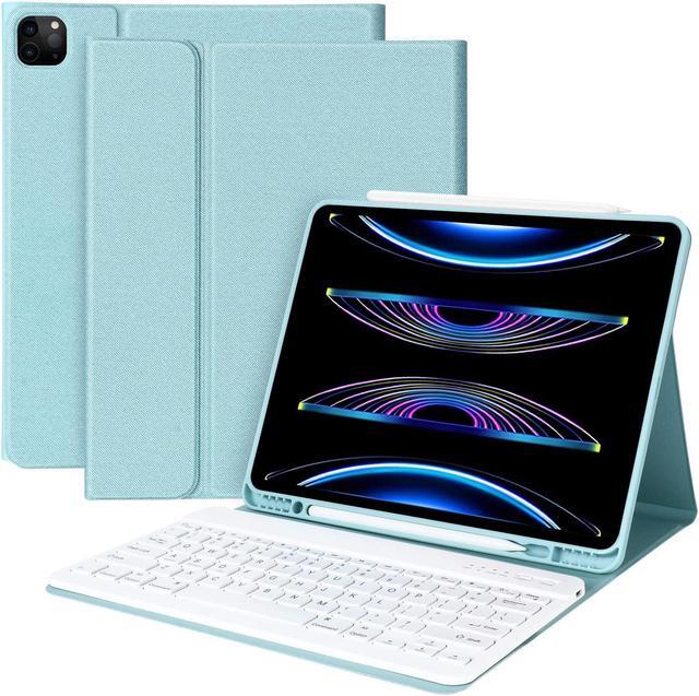 Main image of HOTLIFE Magic Keyboard for iPad Pro 12.9-inch (5th/4th/3rd Gen), Wireless Detachable Keyboard, Honeycomb Cover with Pencil Holder, Lake Blue