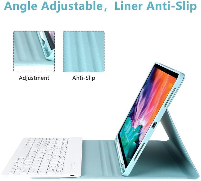 Alt view image 4 of 5 - HOTLIFE Magic Keyboard for iPad Pro 12.9-inch (5th/4th/3rd Gen), Wireless Detachable Keyboard, Honeycomb Cover with Pencil Holder, Lake Blue