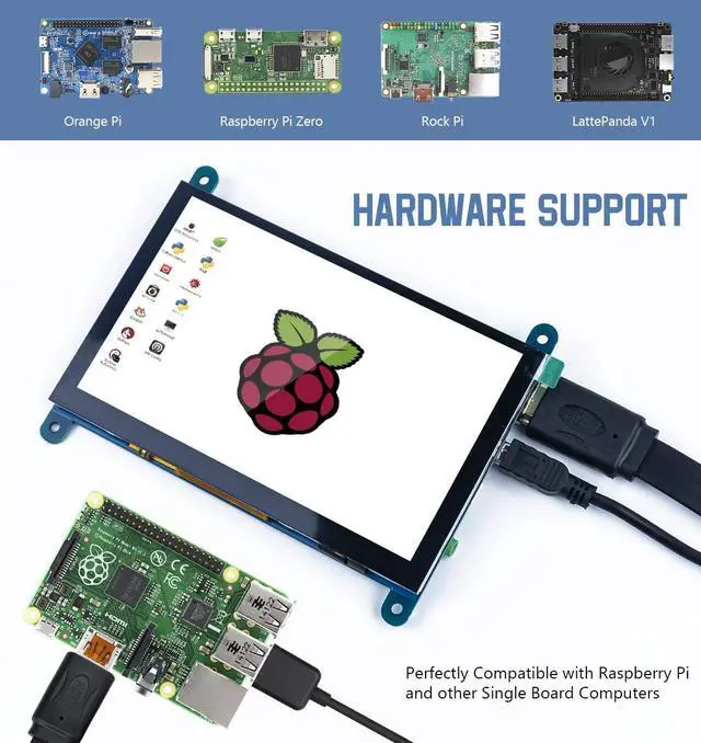 Alt view image 5 of 5 - Hosyond 5 Inch IPS LCD Touch Screen Display Panel 800x480 Capacitive Screen HDMI Monitor for Raspberry Pi 5/4/3, BB Black, Windows 10 8 7