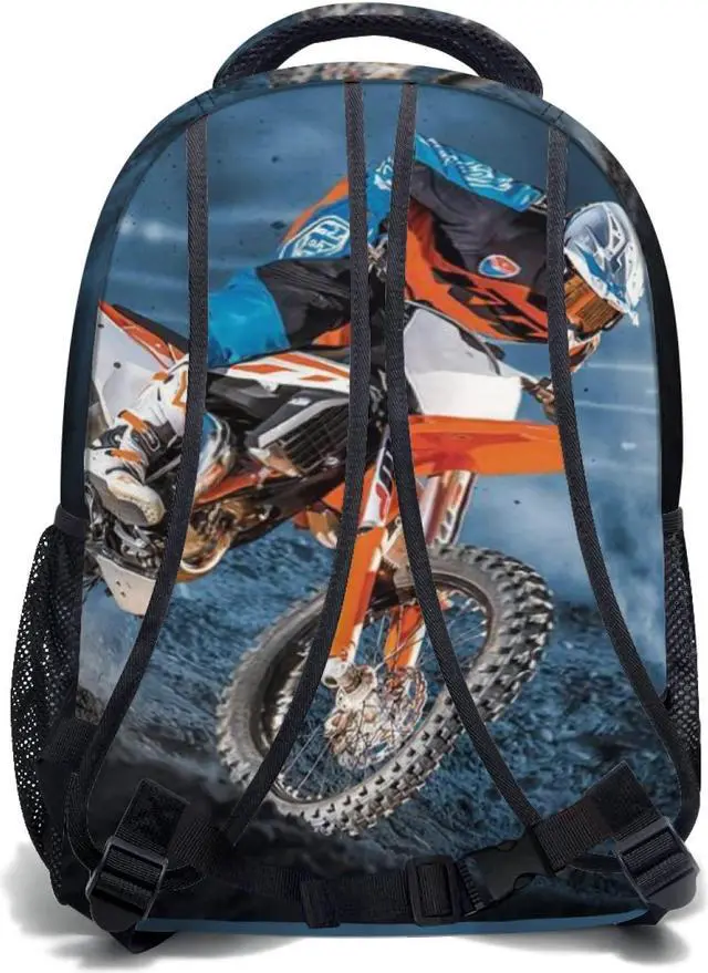 Alt view image 2 of 5 - Giwawa Motorcross Backpack for Kids, Dirt Bike Motorcycle School Bag Lightweight Bookbag Daypack for Boys Girls Students Laptop Travel, Adjustable Shoulder Strap & Multiple Pockets