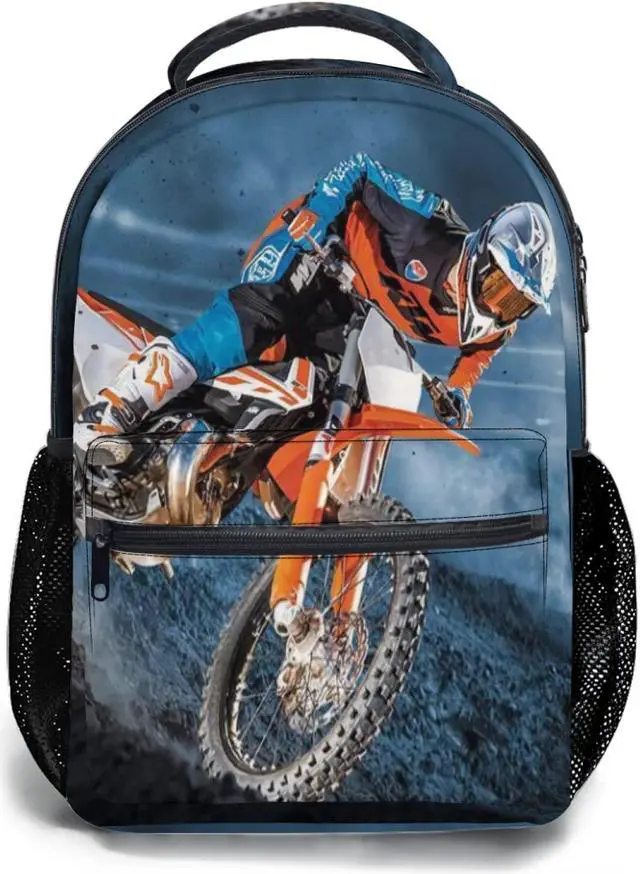 Main image of Giwawa Motorcross Backpack for Kids, Dirt Bike Motorcycle School Bag Lightweight Bookbag Daypack for Boys Girls Students Laptop Travel, Adjustable Shoulder Strap & Multiple Pockets