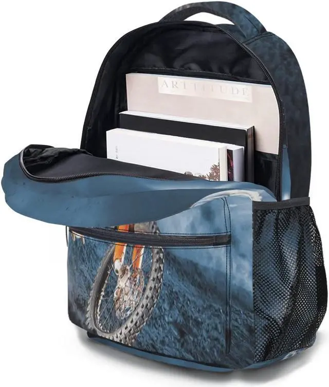 Alt view image 4 of 5 - Giwawa Motorcross Backpack for Kids, Dirt Bike Motorcycle School Bag Lightweight Bookbag Daypack for Boys Girls Students Laptop Travel, Adjustable Shoulder Strap & Multiple Pockets