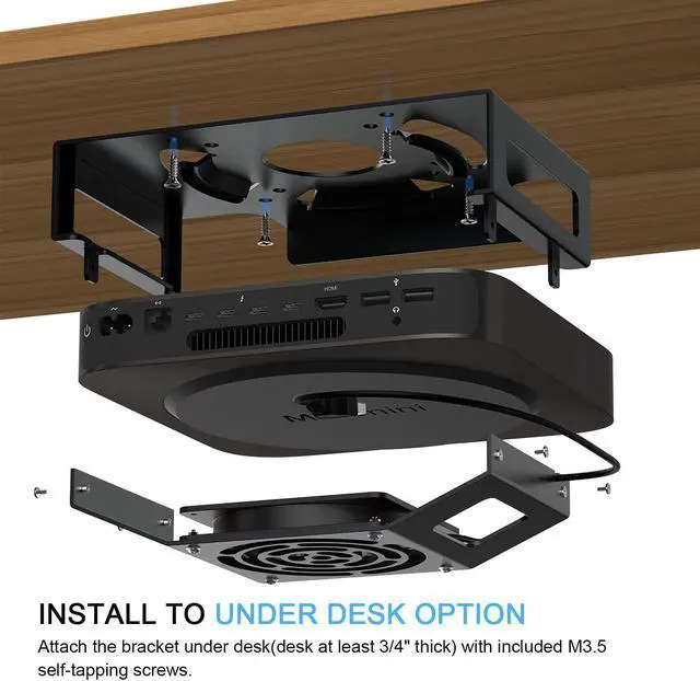 Alt view image 3 of 5 - Mac Mini Cooling Fan Mount, IFCASE Behind Monitor, Under Desk, Wall Mount Cooling Fan Stand for Mac Mini 2010 to 2023 M2 Compatible VESA Holder with Anti-Scratch Pad (Black)