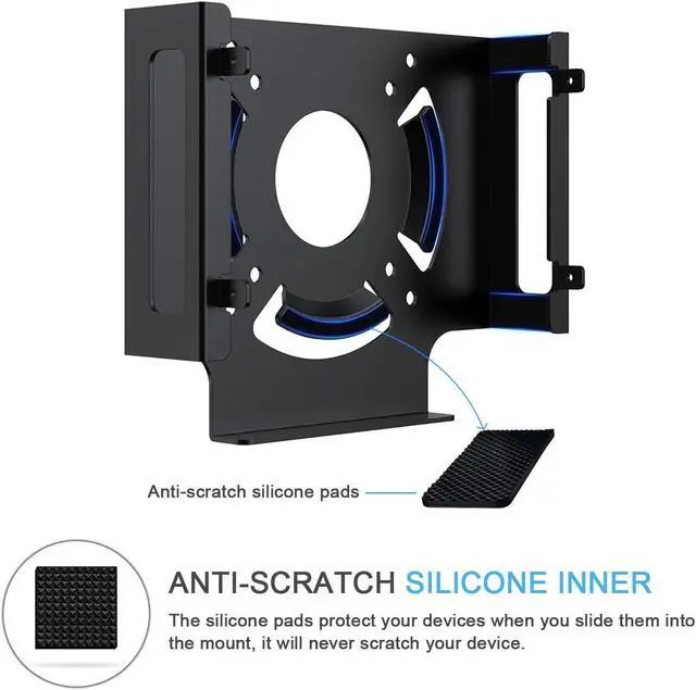 Alt view image 5 of 5 - Mac Mini Cooling Fan Mount, IFCASE Behind Monitor, Under Desk, Wall Mount Cooling Fan Stand for Mac Mini 2010 to 2023 M2 Compatible VESA Holder with Anti-Scratch Pad (Black)