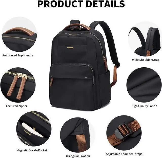 Alt view image 3 of 5 - GOLF SUPAGS Laptop Backpack for Women Computer Bag Casual Daypack Fits 15.6 Inch Notebook Work Travel Backpacks (Black)