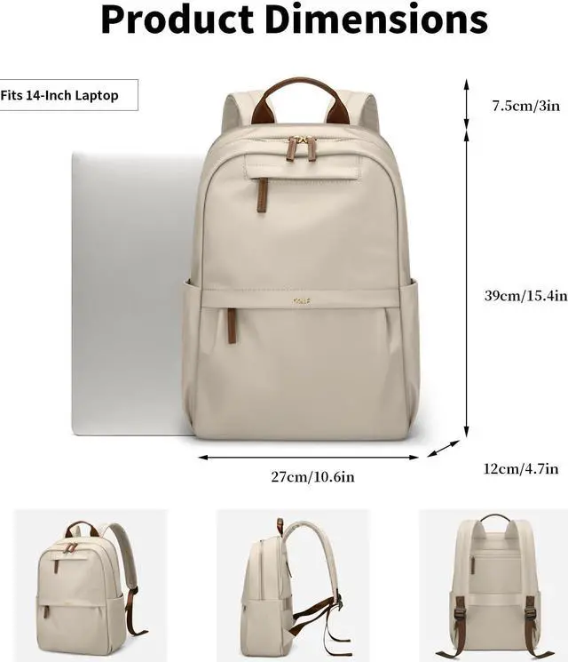Alt view image 5 of 5 - GOLF SUPAGS Laptop Backpack for Women Work Travel Backpacks Computer Bag Casual Daypack Fits 14 Inch Notebook (Apricot)