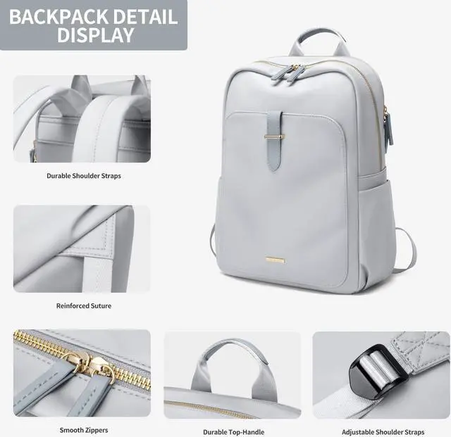 Alt view image 3 of 5 - GOLF SUPAGS Laptop Backpack Purse for Women Fits 16 Inch Notebook Casual Daypack Work Travel College Bookbag Fashion Computer Bag (Pale Grey, 16 Inch)